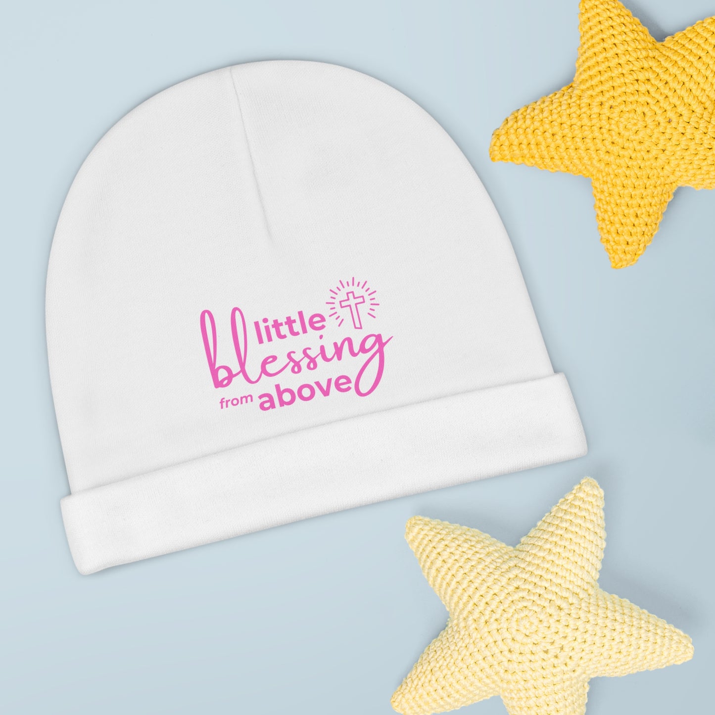 Little Blessing from Above | Baby Beanie (Pink Letters)