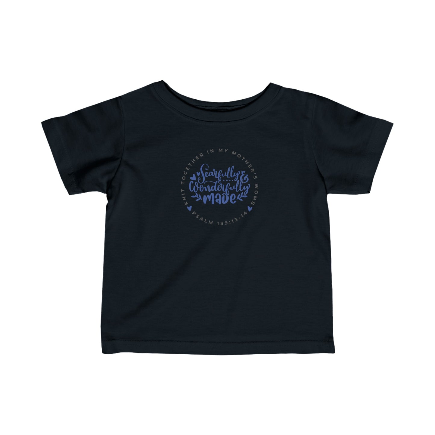 Knit Together - Fearfully and Wonderfully Made | Baby/Toddler T-Shirt (Blue Letters)