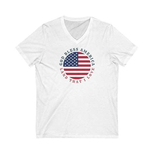 God Bless America (Round) | V-Neck T-Shirt