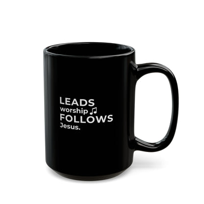 Leads Worship Follows Jesus | Large Ceramic Mug