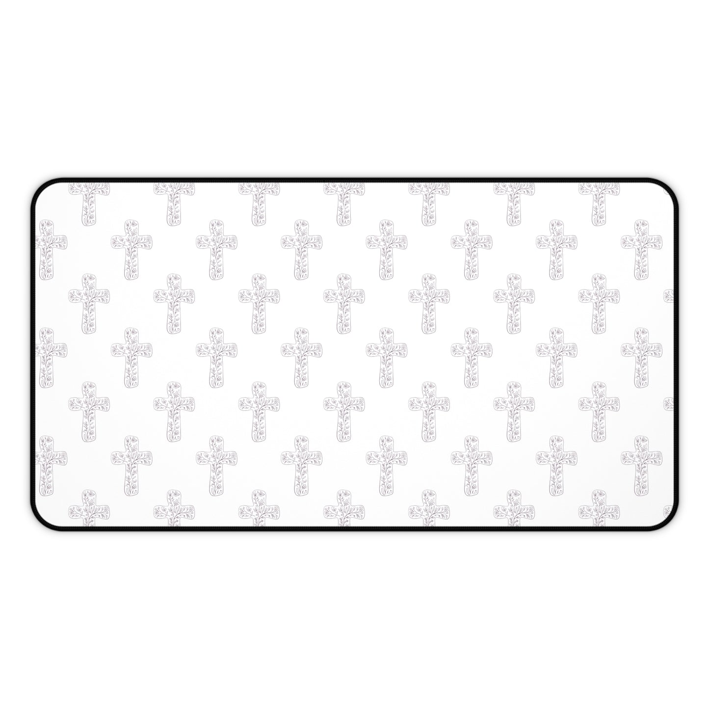 Floral Line Cross | Desk Mat