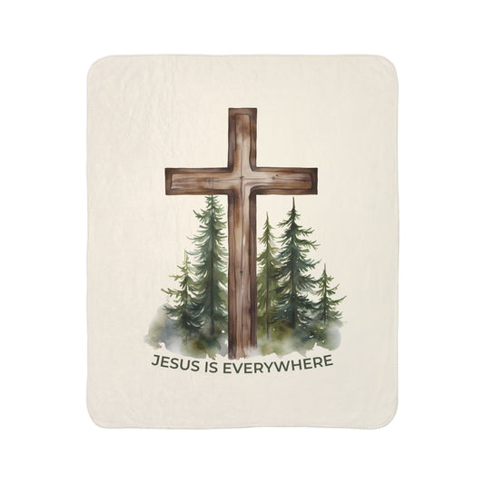 Jesus Is Everywhere (Trees) | Fleece Sherpa Throw Blanket