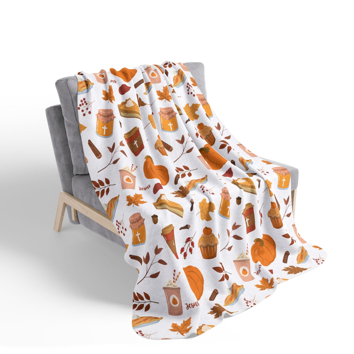 Jesus Autumn | Fleece Sherpa Throw Blanket