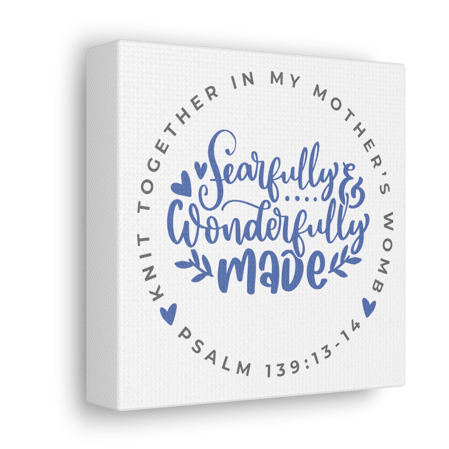 Knit Together - Fearfully and Wonderfully Made | Small or Large Canvas (Blue Letters)