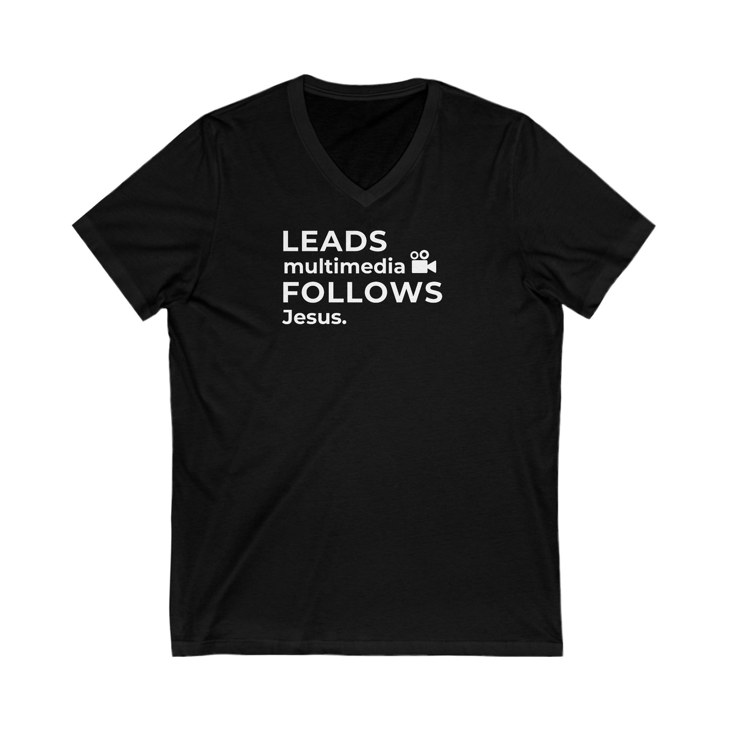 Leads Multimedia Follows Jesus | V-Neck T-Shirt