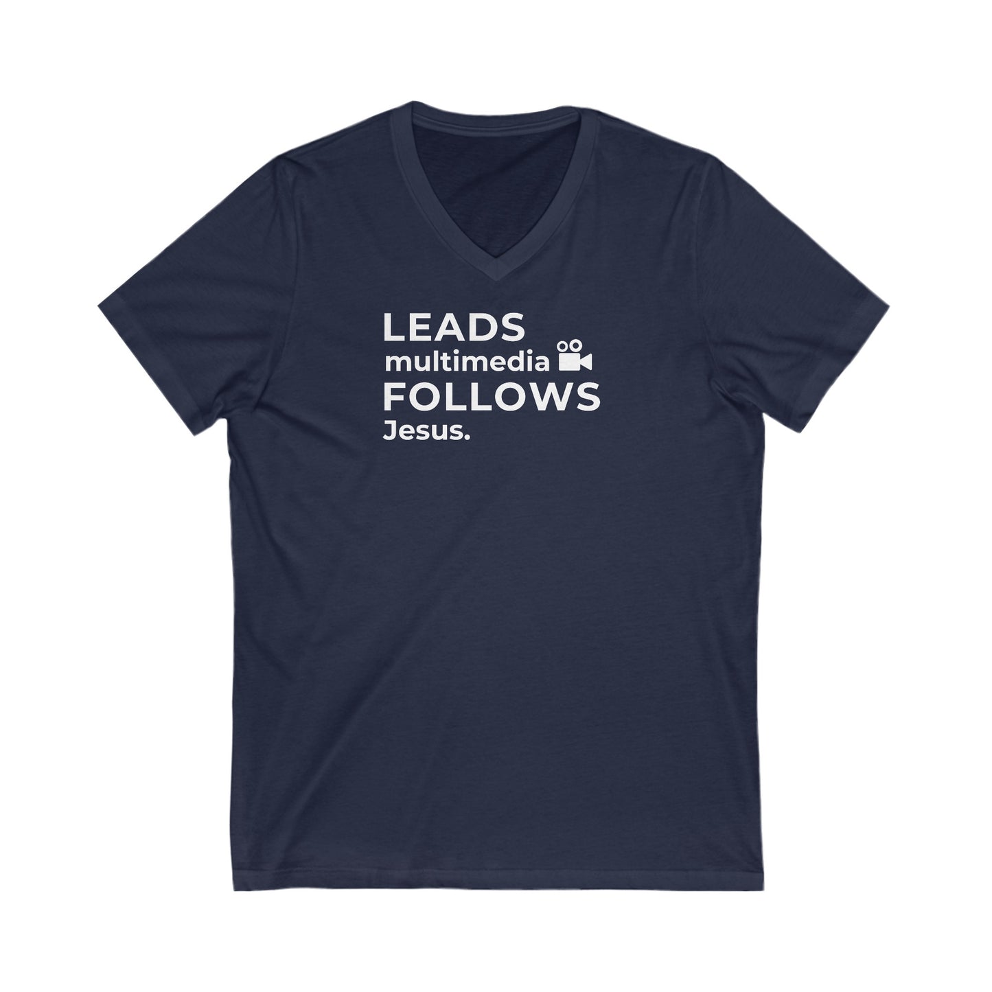 Leads Multimedia Follows Jesus | V-Neck T-Shirt