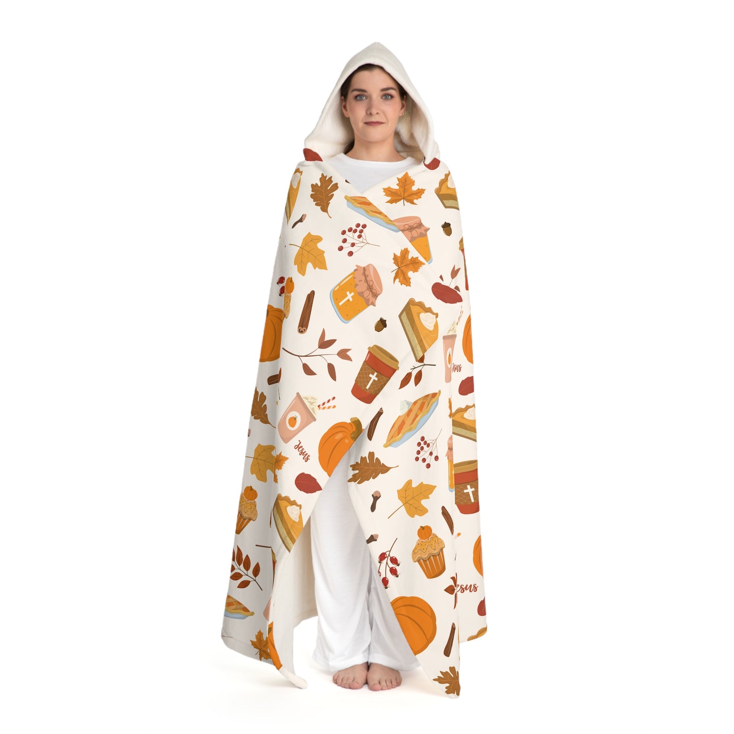 Jesus Autumn | Hooded Sherpa Fleece Blanket