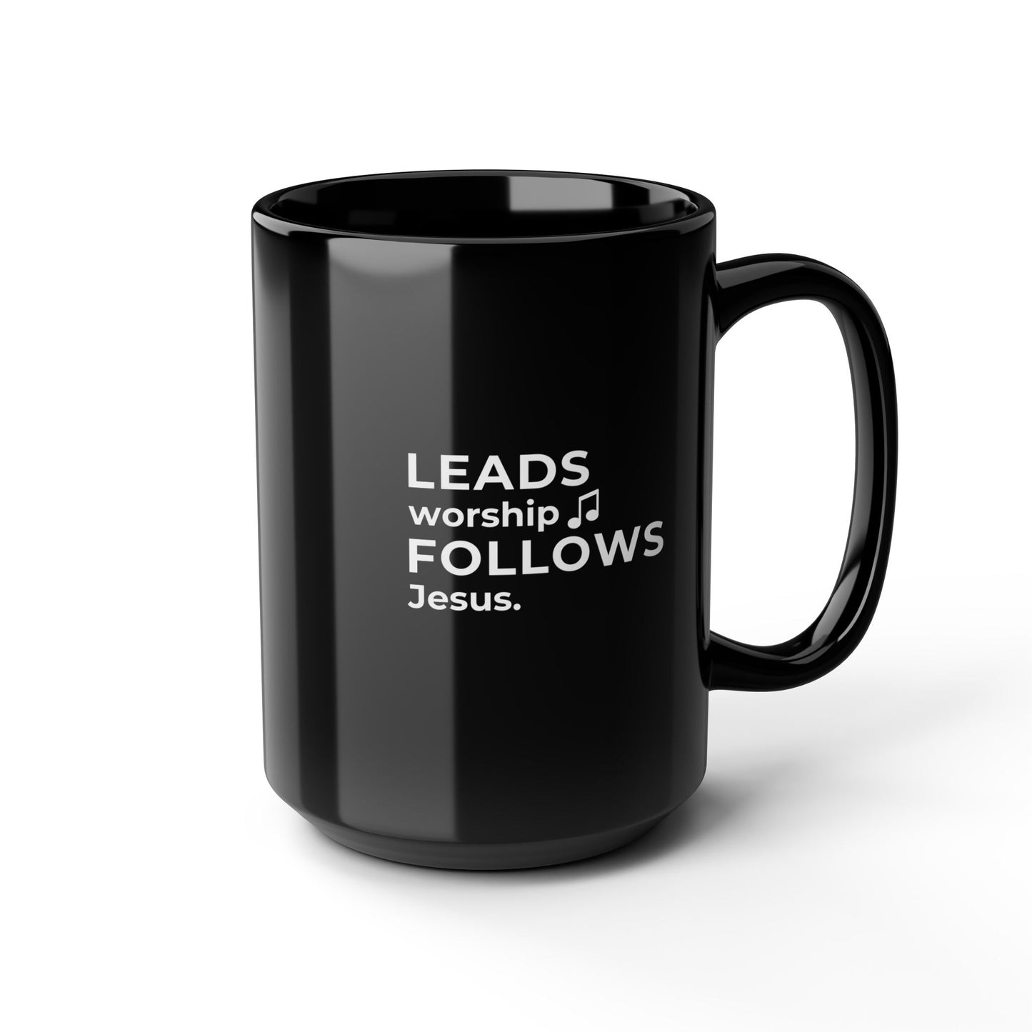 Leads Worship Follows Jesus | Large Ceramic Mug