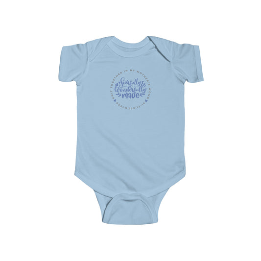 Knit Together - Fearfully and Wonderfully Made | Baby/Toddler Onesie (Blue Letters)