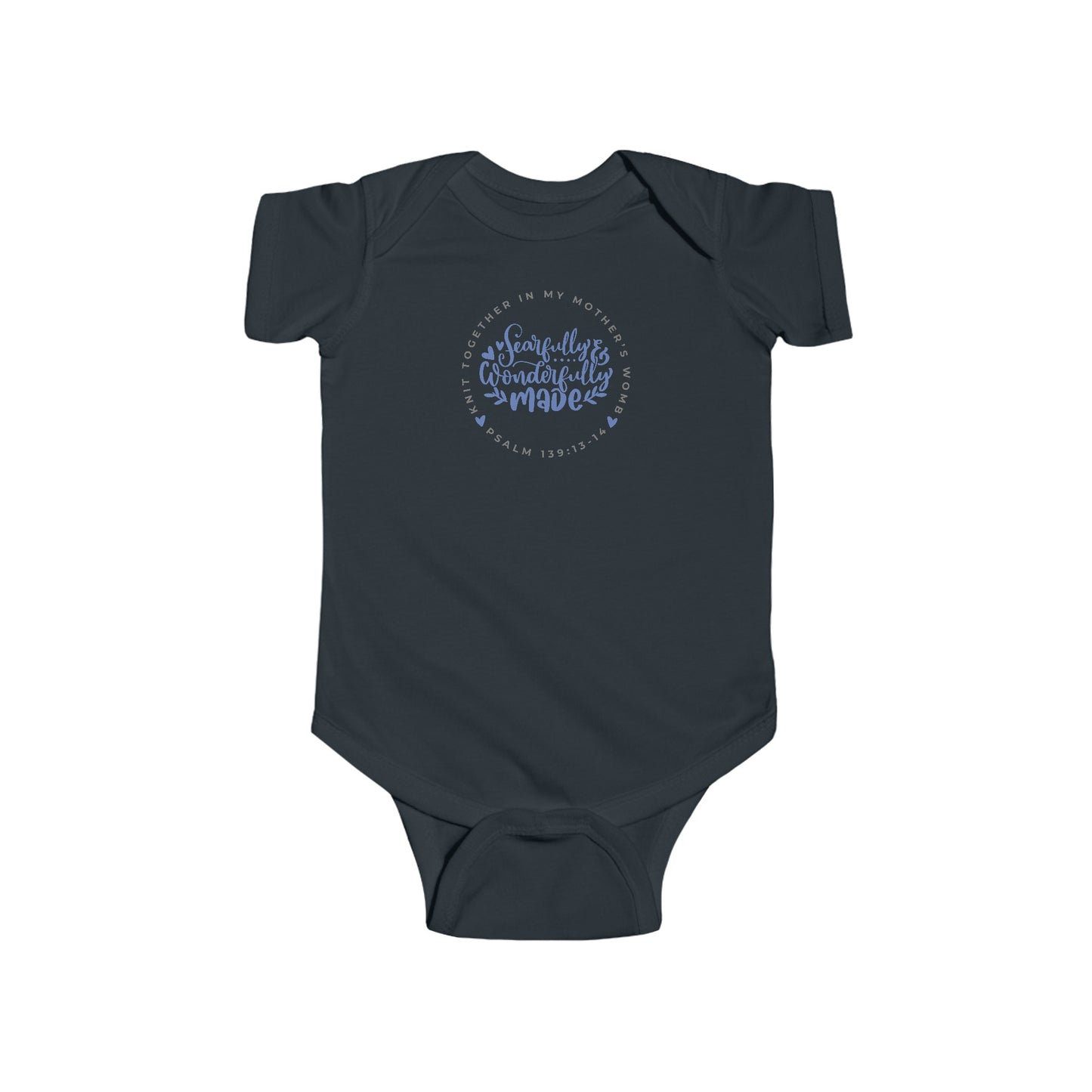 Knit Together - Fearfully and Wonderfully Made | Baby/Toddler Onesie (Blue Letters)