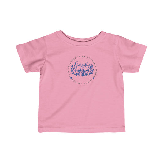 Knit Together - Fearfully and Wonderfully Made | Baby/Toddler T-Shirt (Blue Letters)