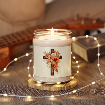 Floral Autumn Cross | Soy Candle