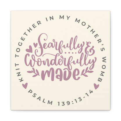 Knit Together - Fearfully and Wonderfully Made | Small or Large Canvas (Rose Letters)