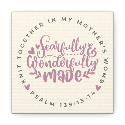 Knit Together - Fearfully and Wonderfully Made | Small or Large Canvas (Rose Letters)