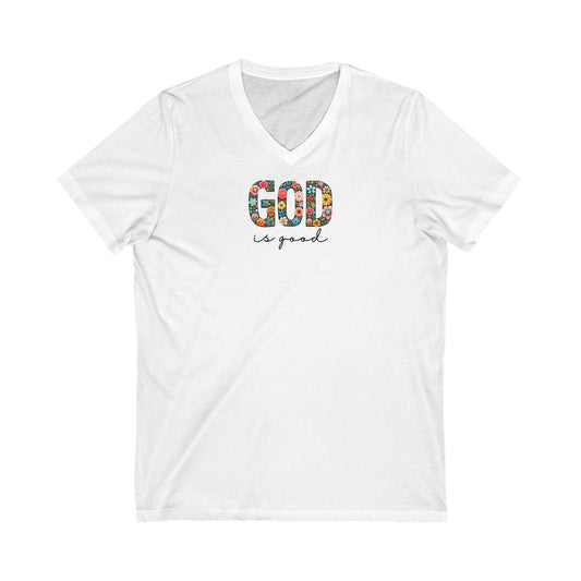 God is Good (Floral) | V-Neck T-Shirt