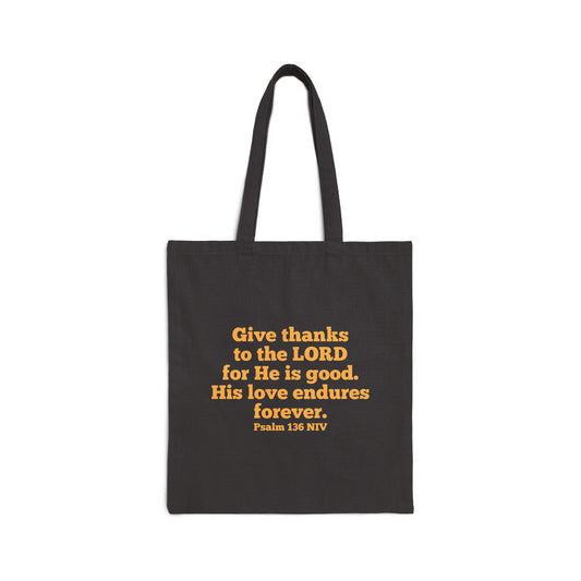 Give Thanks to the Lord | Cotton Canvas Tote