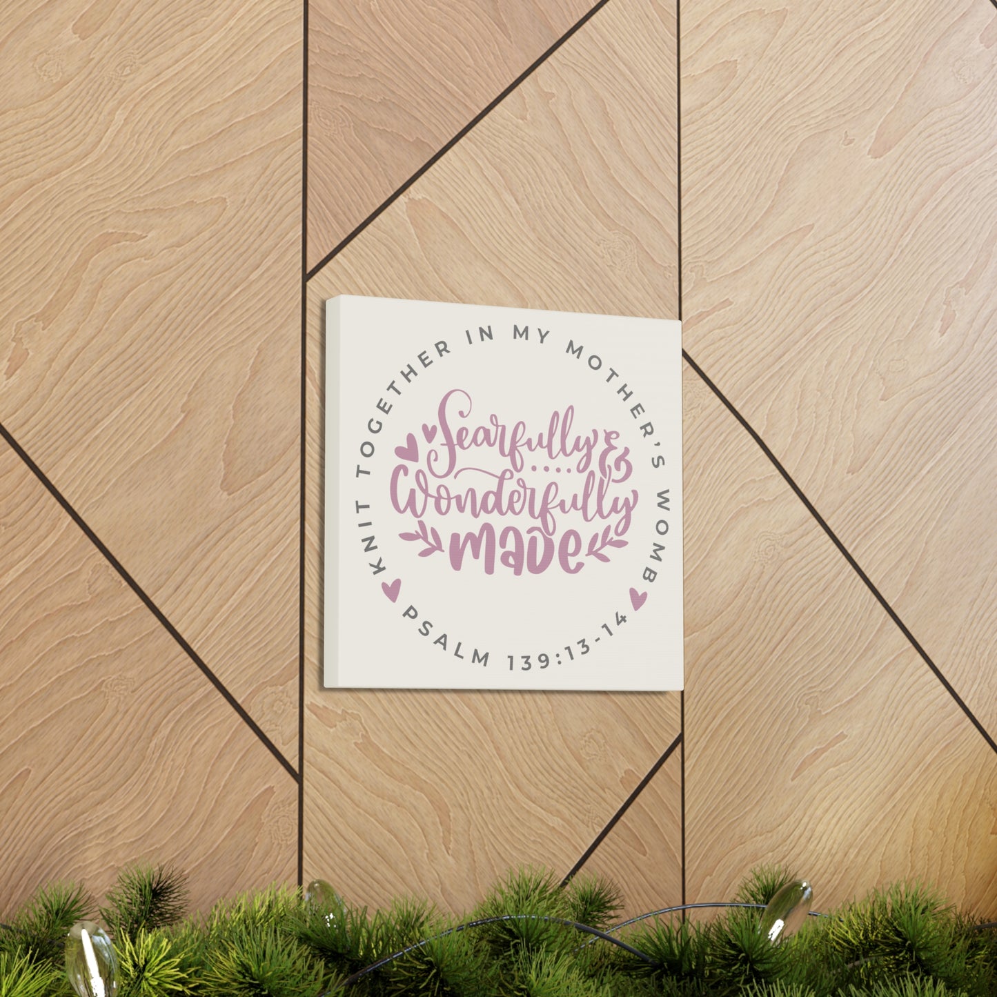 Knit Together - Fearfully and Wonderfully Made | Small or Large Canvas (Rose Letters)