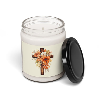 Floral Autumn Cross | Soy Candle