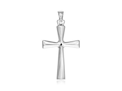 Domed Rounded Cross Pendant | Sterling Silver