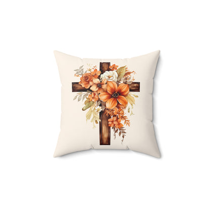 Floral Autumn Cross | Decorative Pillow