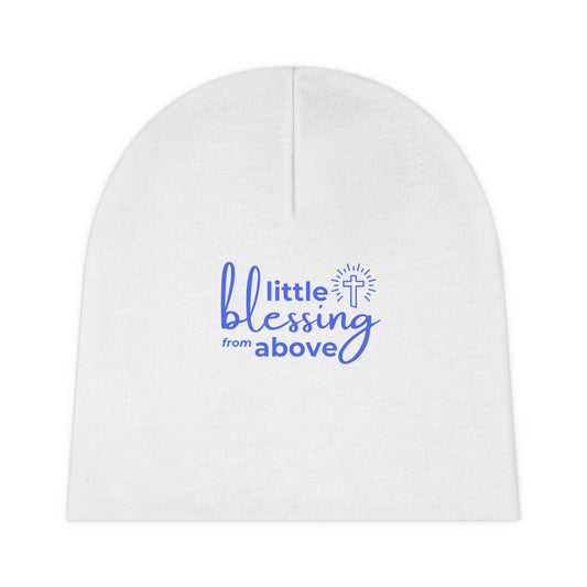 Little Blessing from Above | Baby Beanie (Blue Letters)