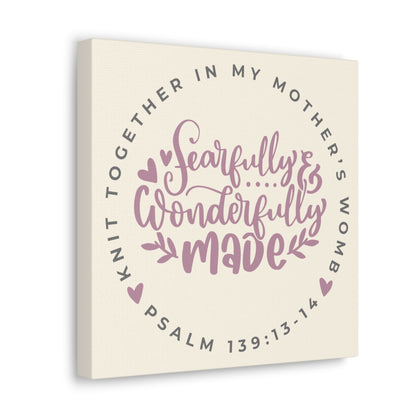 Knit Together - Fearfully and Wonderfully Made | Small or Large Canvas (Rose Letters)