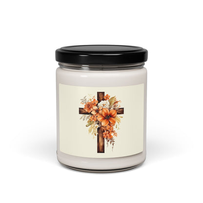 Floral Autumn Cross | Soy Candle