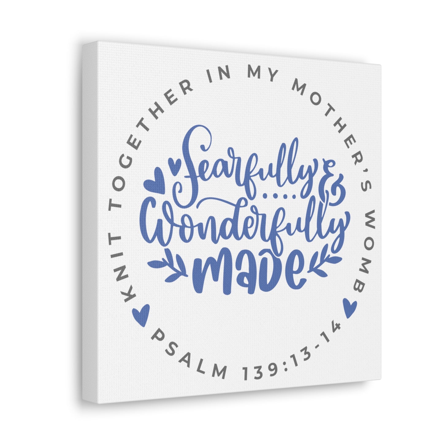 Knit Together - Fearfully and Wonderfully Made | Small or Large Canvas (Blue Letters)