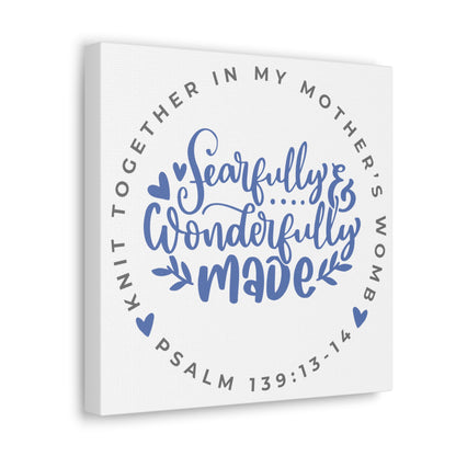 Knit Together - Fearfully and Wonderfully Made | Small or Large Canvas (Blue Letters)