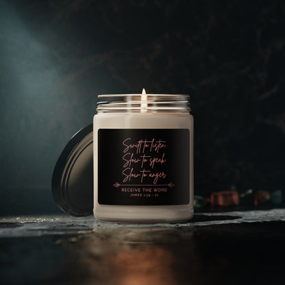 Swift to Listen, Slow to Speak (Black) | Soy Candle