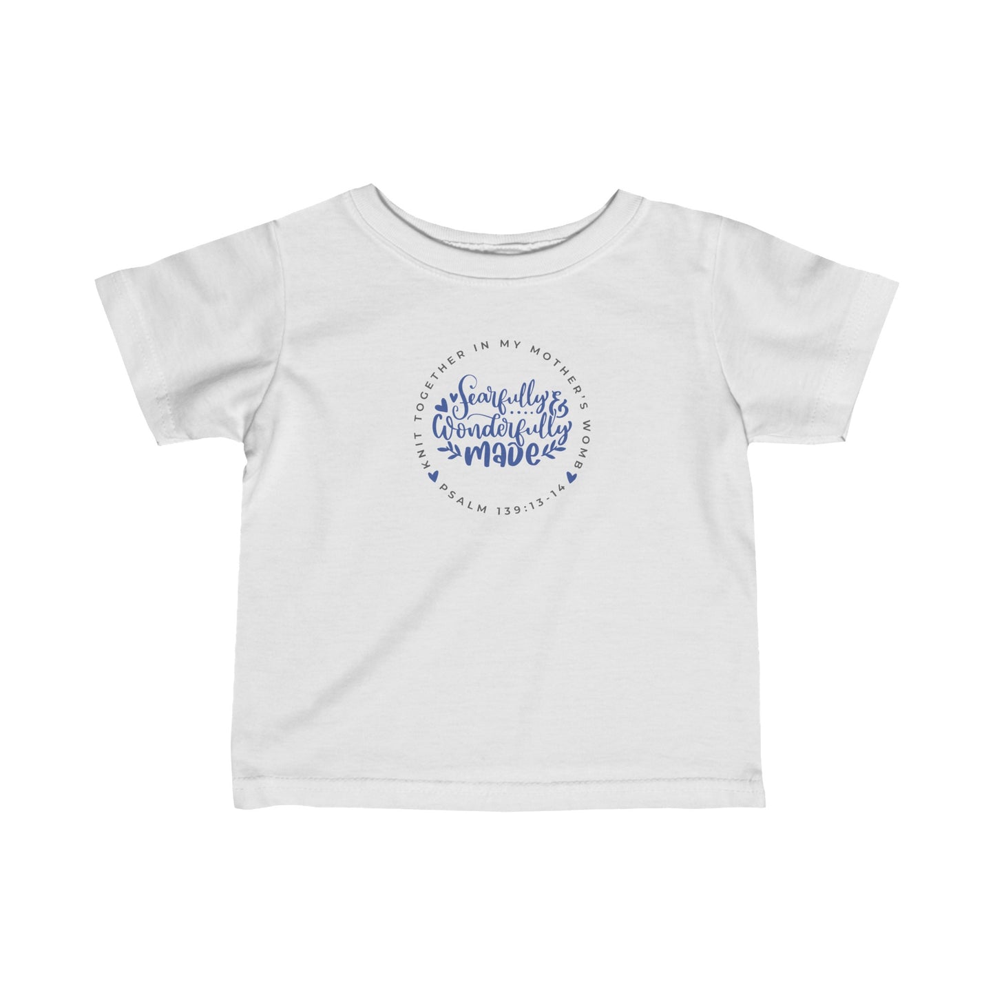 Knit Together - Fearfully and Wonderfully Made | Baby/Toddler T-Shirt (Blue Letters)