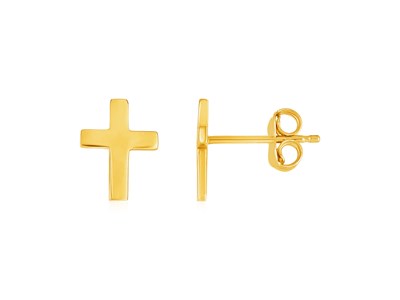 Strong Cross Gold Cross Earrings | 14k Yellow Gold