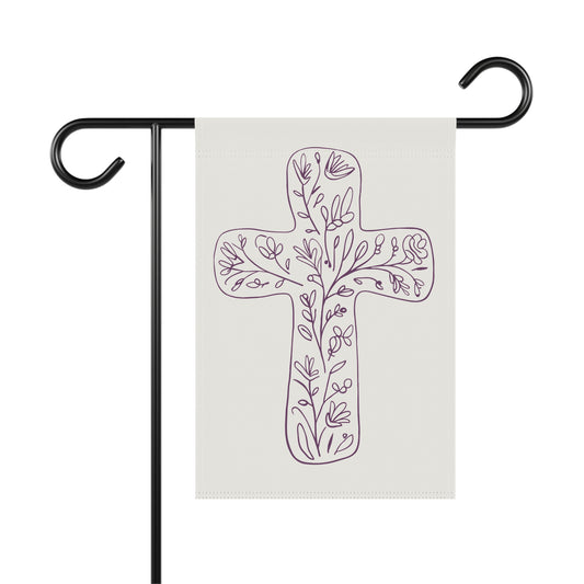 Floral Line Cross | Garden Flag