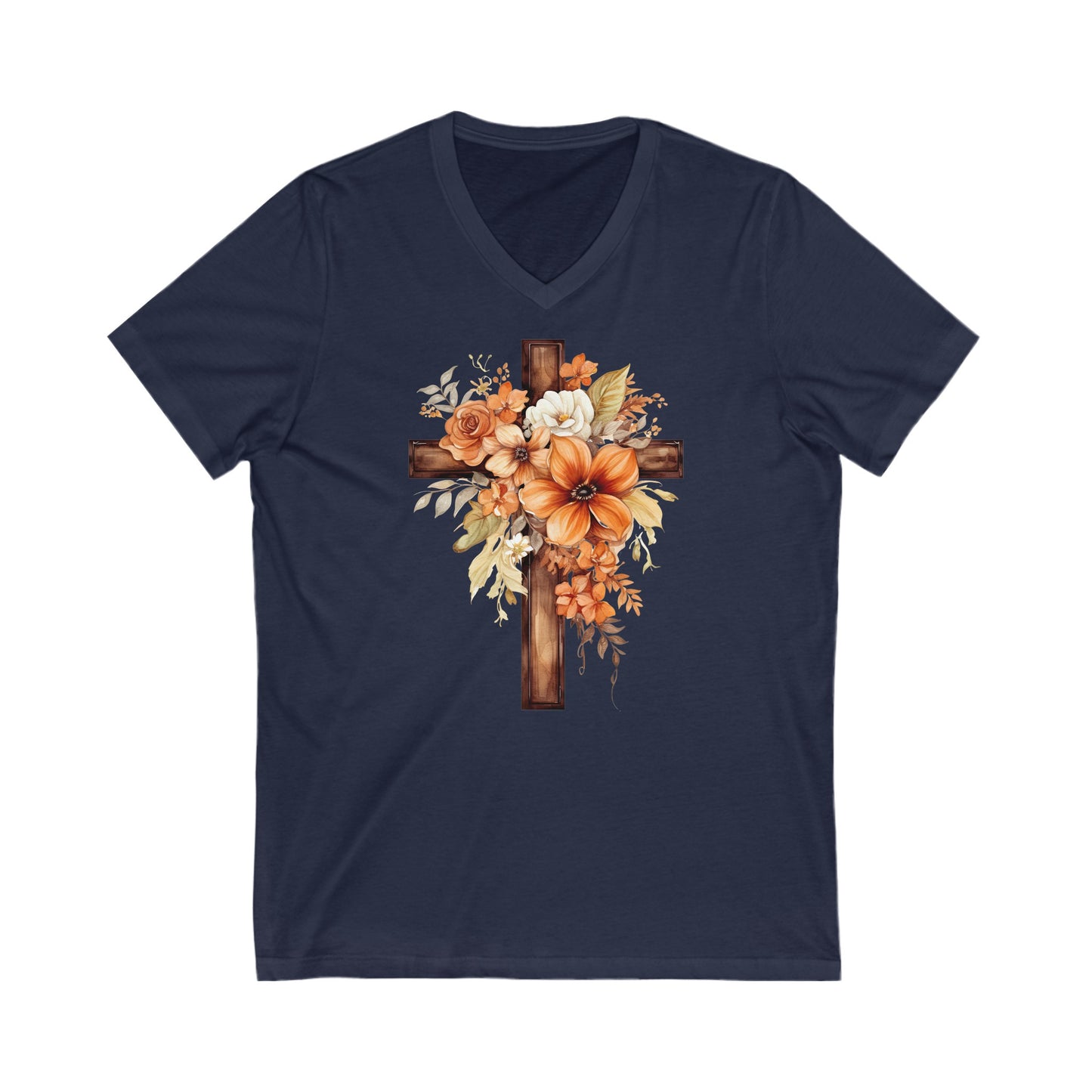 Floral Autumn Cross | V-Neck T-Shirt