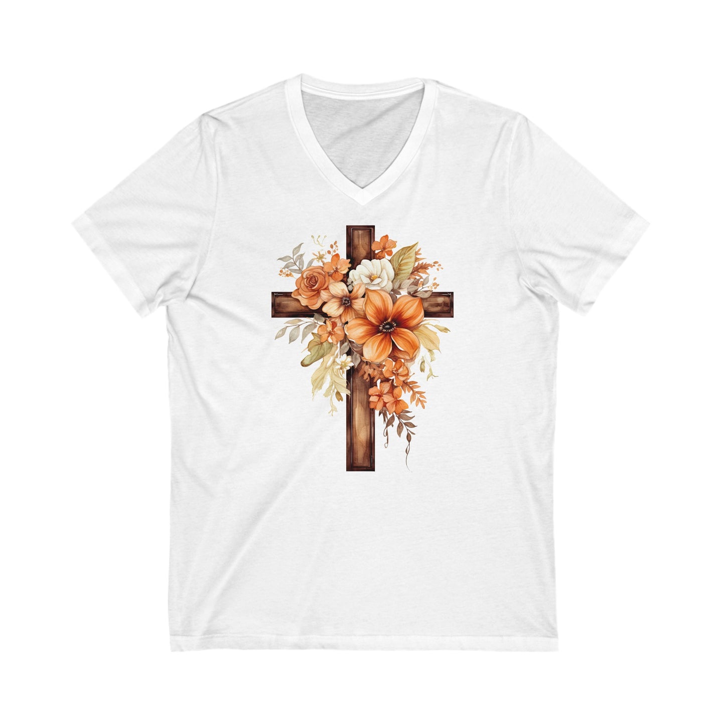 Floral Autumn Cross | V-Neck T-Shirt